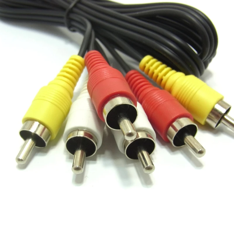 AV код красный белый желтый pin код штекер RCA 1,0 m черный (один)