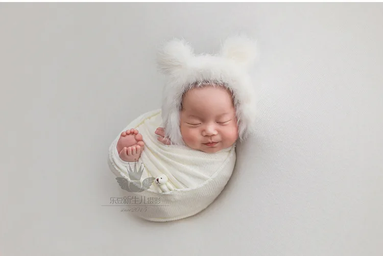 3pcs/set Newborn Photography Props Blanket Hat Baby Photography Wrap Props Bear Doll Baby Photo Shoot Accessories