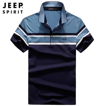 

JEEP SPIRIT New Summer Polo Shirt Men Fashion Contrast Color Short Sleeves Turn Down Collar Camiseta Polo Patchwork Mens Tops