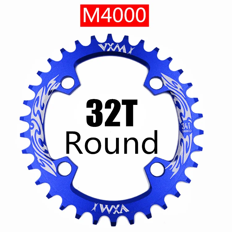 VXM Round 32T Blue Велосипедная рукоятка VXM 96BCD круглой формы 32 T/34 T/36 T/38 T MTB, велосипедная звездочка, круг коленчатых колес, запчасти для велосипеда с одной пластиной - Цвет: VXM Round 32T Blue