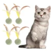 4pcs Mixed Funny Plastic Golf Ball with Feather Cat Toy Interactive Kitten Cat Teaser Ball Toy Pet Supplies 1