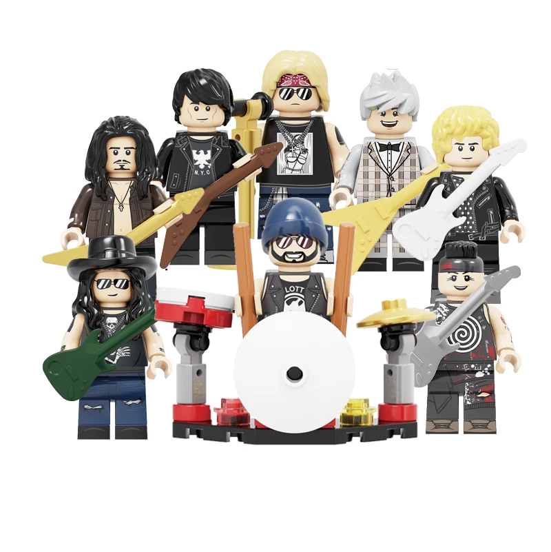 

Building Blocks Rock Band Guns N' Roses Axl Rose DJ Ashba Tommy Stinson Frank Ferrer liebherr Figures toys for children KF6105