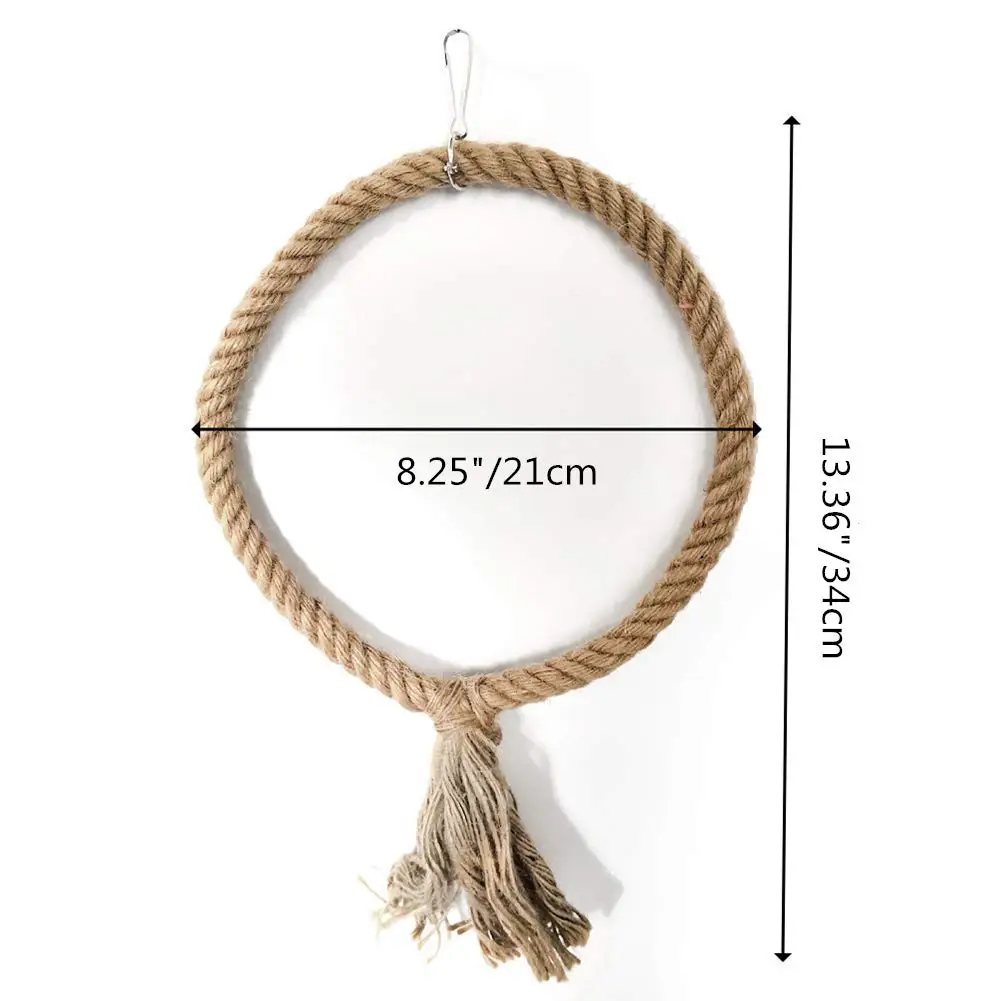 Pet Bird Swing Triangle Circle Shape Hemp Rope Climbing Toy Parrot Perch Stand Cage Hanging Decor
