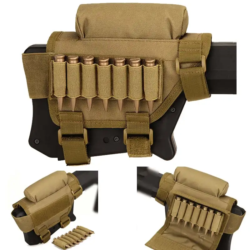 

Adjustable Tactical Butt Stock Rifle Cheek Rest Pouch Bullet Holder Nylon Riser Pad Ammo Cartridges Bag Outdoor Hunting XA189A