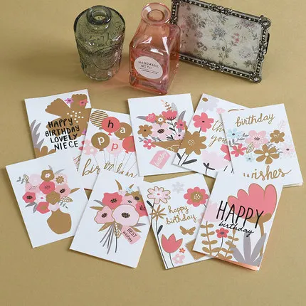 

5pc Flower Birthday Card Happy Birthday Best Wishes Card
