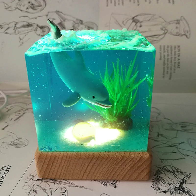 

Beach style Bionic Dolphin Whale in Water Model/Fish Tank Home Decor/Epoxy Wave Desk Ornament/Fountain Sea sand Ocean Keepsake