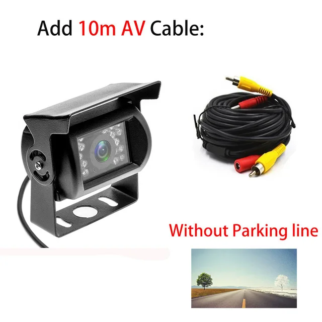 10M AV Cable (NTSC) AMPrime Bus& Truck Backup Camera Waterproof 18 IR LED Car Rear Vehicle Camera 12V Reversing Parking Rearview Cam Night Vision - Название цвета: 10M AV Cable (NTSC)