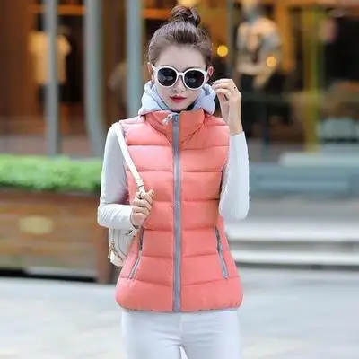 Женский зимний жилет в Корейском стиле, без рукавов, сохраняющий тепло, однобортный, свободный, толстый, модный, плюс размер - Цвет: pink