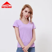 ROYALWAY Спортивные Повседневные женские футболки с коротким рукавом, удобные дышащие хлопковые футболки с v-образным вырезом RFTL2079H