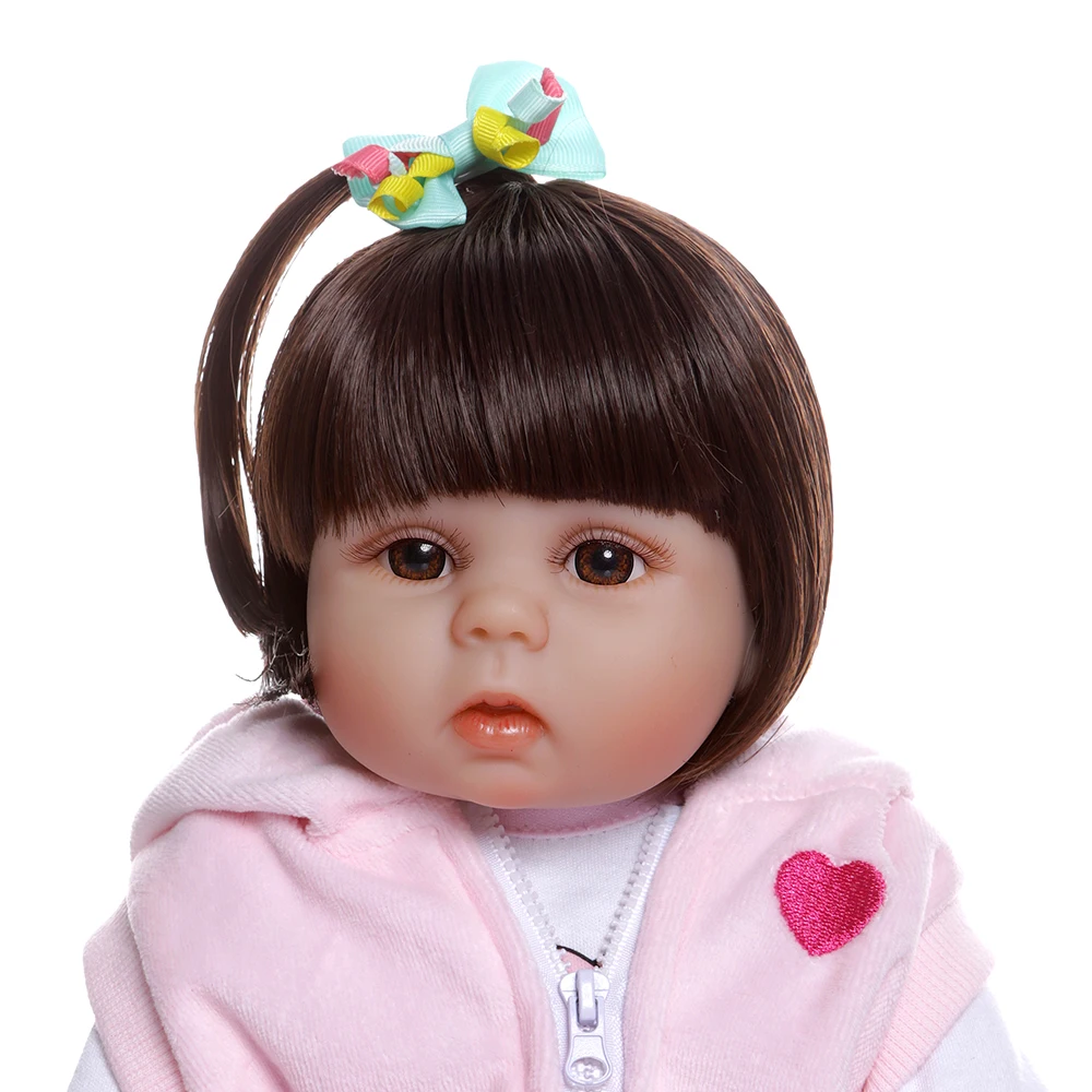 NPK кукла bebe reborn 48 см Популярная мягкая гибкая силиконовая кукла для всего тела reborn для маленькой девочки розовое платье милое лицо милое детское малыш