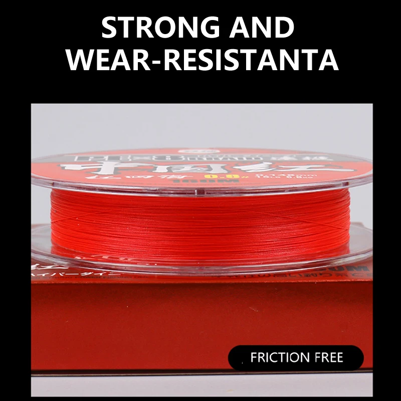 GLS High Quality 0.14mm-0.32mm Red Fishing Line 100/150M 8 Strands Weaves  Carp Line Fishing Accessories