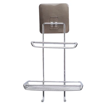 

Double Stainless Steel Non-Mark Paste Bathroom Soap Holder Double Drain Soap Box Kitchen Tool Wall-Mounted