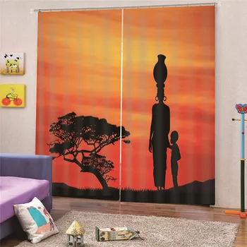 

Sunset Africa Modern Window Tulle Curtains For Living Room Bedroom Organza Voile Curtains Hotel Decoration Sheer Curtains