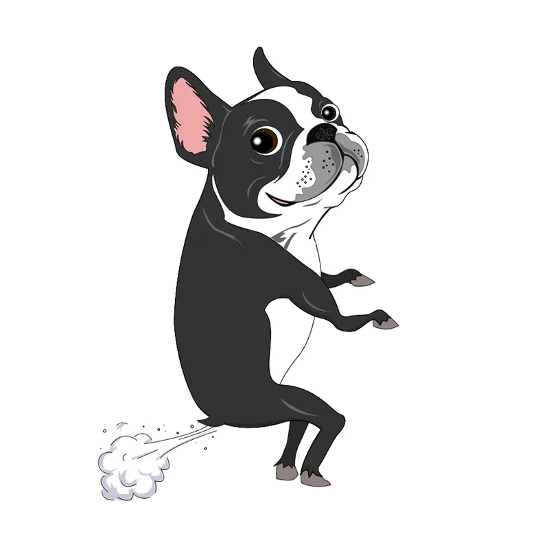 

Cartoon Car Sticker Boston Dog Terrier Farts Vinyl Auto Accessories Car Window Car Styling Decal PVC 16cm*12cm
