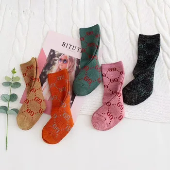 

Five pairs of men and women general new spring and summer fashion breathable multicolor letters cotton socks