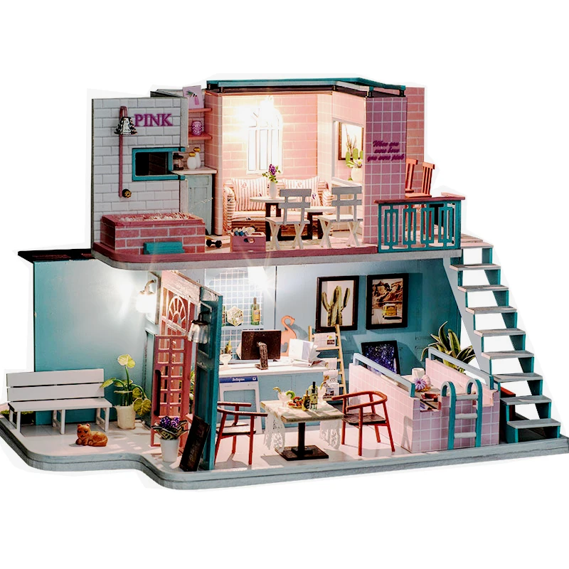 New 3D Doll Houses Diy Wooden Toy Furniture Miniaturas House Miniature Dollhouse Toys For Children Grownups Christmas Gift | Игрушки и