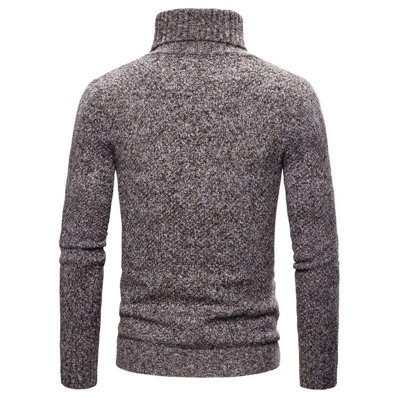 Autumn Winter Mens Sweaters Solid Color Turtle Neck Tops Long Sleeved Pullover Knitted Sweatshirt Men's Clothing