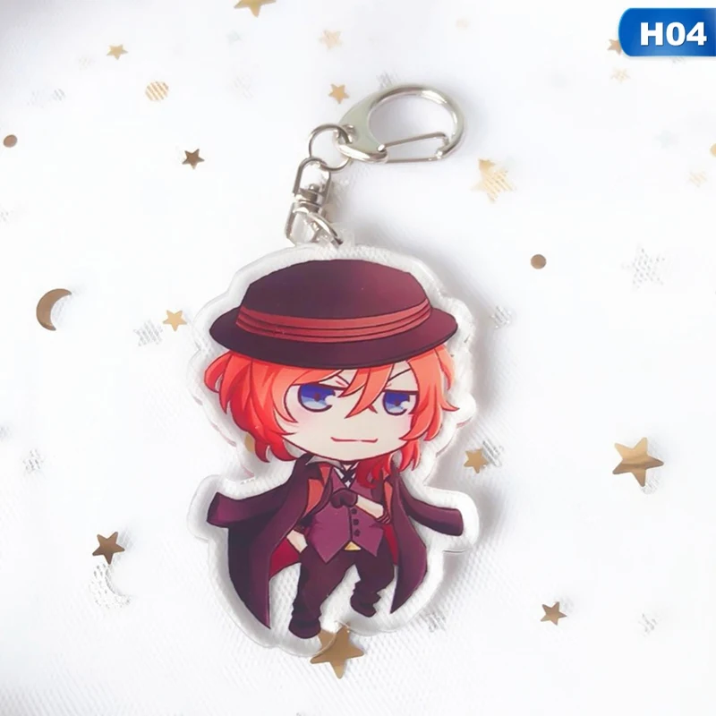 KEY4347H04 Bungou бродячие собаки брелок Аниме резиновый ремешок брелки Tsumamarekko Dazai Atsushi Ranpo Akutagawa Chuya - Цвет: KEY4347H04