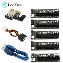 Extension de carte Pci Express Riser, 60cm, 5 pièces, Ver006, Usb 3.0, 1x à 16x, Sata à 4 broches Ide Molex, alimentation pour Machine de mineur Btc 