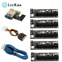 Extension de carte Pci Express Riser, 60cm, 5 pièces, Ver006, Usb 3.0, 1x à 16x, Sata à 4 broches Ide Molex, alimentation pour Machine de mineur Btc 