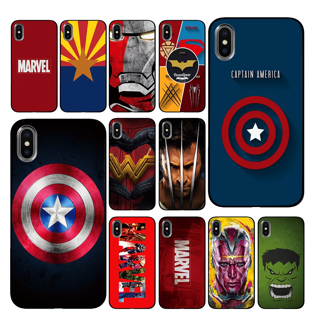 Для Герой Marvel черный чехол ТПУ для iPhone 5 5S 6 6s 7 8 Plus X XS XR 11 Pro Max|Чехлы-накладки| |
