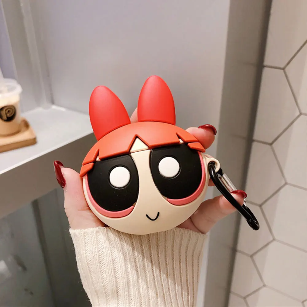 

Cute Blossom Powerpuff Girls Policemen INS Headphone Cases For Apple Airpods 1/2 Silicone Protection Earphone Cover Accessories
