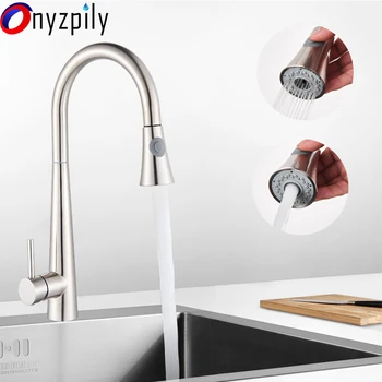

Kitchen Sink Faucet Sensor Faucet Pull Out Sprayer Brushed Nickel Sprayer Nozzle Faucet Deck Installation Single Handle