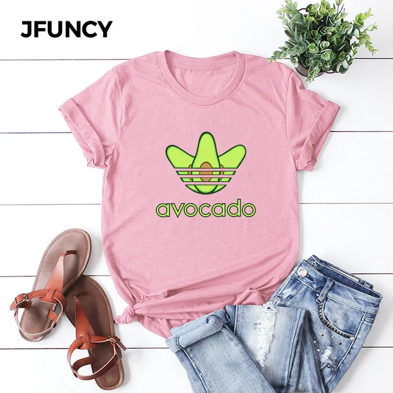 JFUNCY забавные авокадо женские футболки летние с коротким рукавом Harajuku рубашка Femme