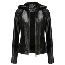 2021 Autumn New Casual PU Leather Jackets Women Vintage Zipper Chic Women's Black Jacket Fashionable Lapel Faux Leather Ladies