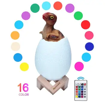 

16 Colors Dinosaur Night Light Bedside Lamps Dinosaur Toys Egg Lamp Lights for Age Above 3 Years Old Kids Boys Birthday Gifts