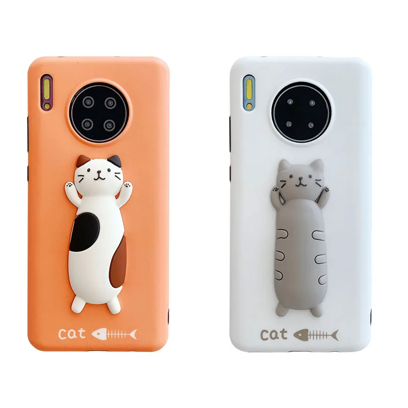Забавный 3D чехол для телефона с котом для huawei P30 P30 Pro P20 mate 20 задняя крышка милый мультяшный силиконовый мягкий чехол s для huawei mate 30 Pro