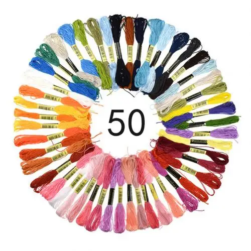 50pcs 24/36/50/100 штук/упаковка для вышивания из искусственного шёлка 800 см вышивка крестиком DIY искусство плоты нитки мулине швейные нитки Handkitting инструменты - Color: 50pcs