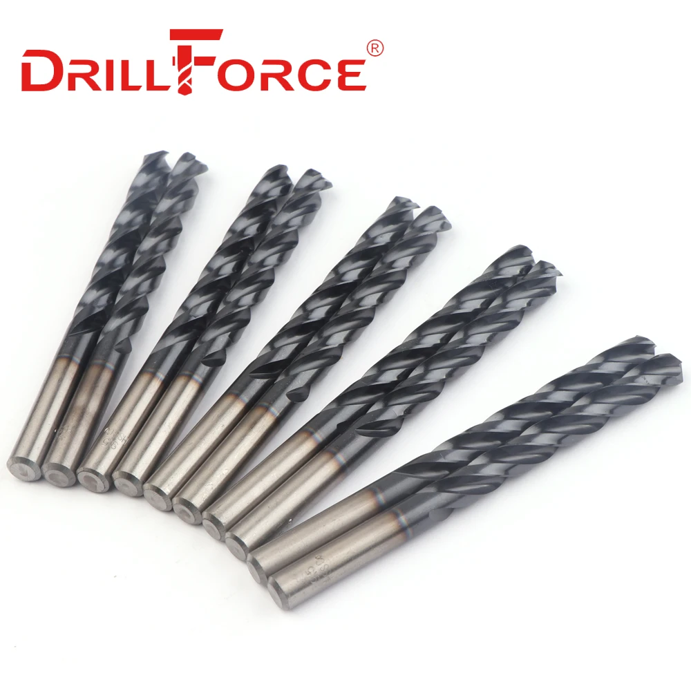 10PCS 3mm-12.5mm M35 HSSCO Cobalt TiAlN Drill Bits HSS 3 Flutes Twist Drill Bit For Stainless Steel(3/4/5/6/7/8/9/10/11/12.5mm)