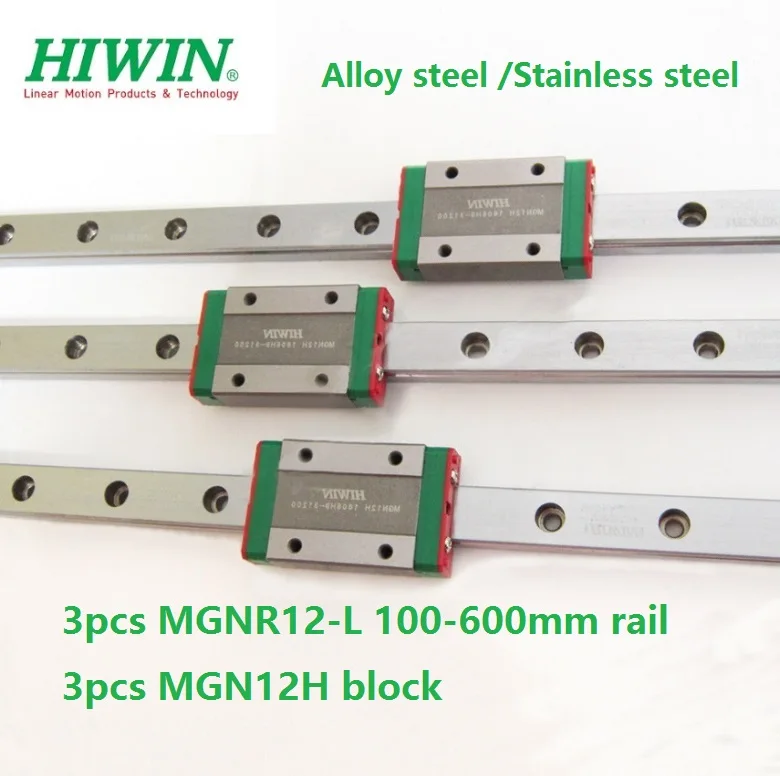 3 шт. оригинальные рельсы Hiwin MGN12 L 250/300/330/350/400/450/500/550 мм + MGN12H блоки для ЧПУ|Линейные