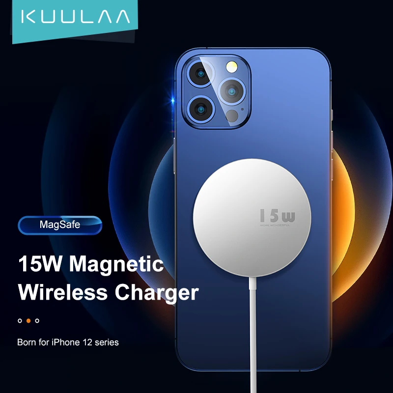 KUULAA Magnetic Wireless Charging For iPhone Mini 15W Fast Charger For iPhone 12 Pro Max Wireless Charger For Huawei Xiaomi Qi