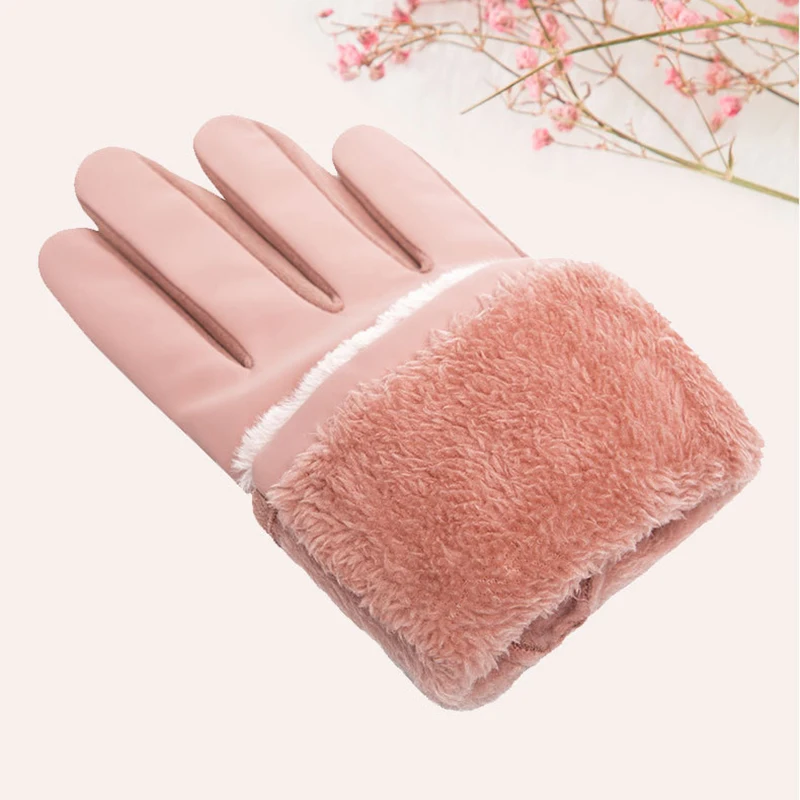 CUHAKCI женские рукавицы замшевые перчатки для сенсорного экрана зимние женские двойные толстые плюшевые Наручные Теплые кашемировые перчатки для вождения