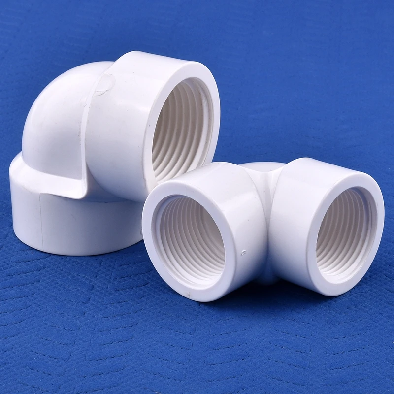 1pc 20mm,25mm,32mm,40mm,50mm,63mm PVC Pipe Female Thread Direct Elbow Tee Ways End Plug Garden Irrigation Aquarium Connector