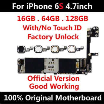 

16gb/64gb/128gb Original unlocked for iphone 6s 4.7 inch Motherboard With/without Touch ID,for iphone 6s Mainboard free icloud