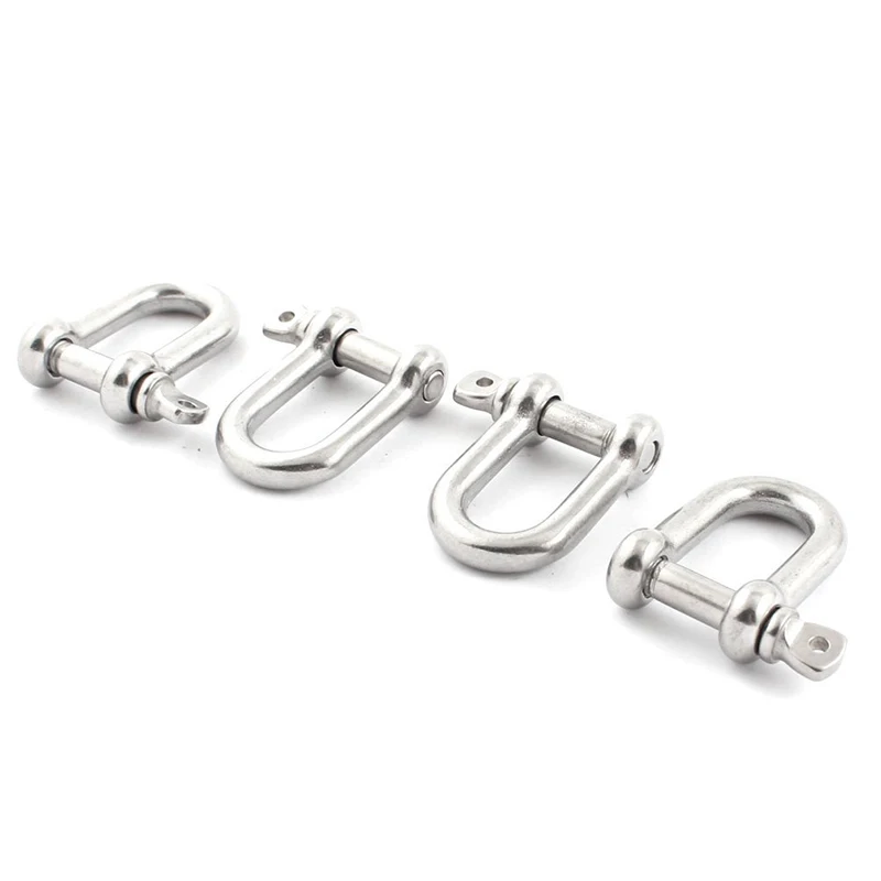 

4PCS Stainless Steel 6mm Thread Wire Rope Fastener D Shackles