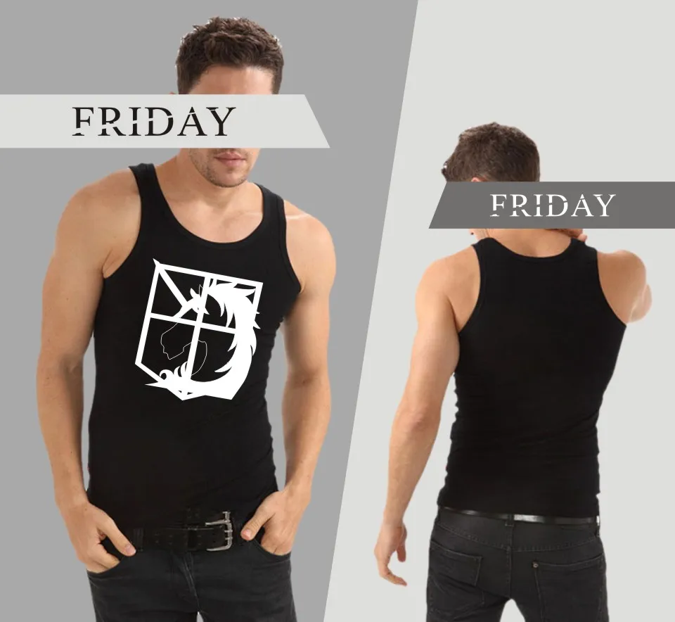 Attack on Tita Hot-blooded Anime Print Round Collar Tank Tops Men Summer Fashion Casual Sleeveless Vest Hot Sale