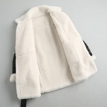 

Winter Jacket Women Real Coat Female Vintage Thick Sheep Wool Liner Jackets Casual Women's Fur Coats with Belt 59751