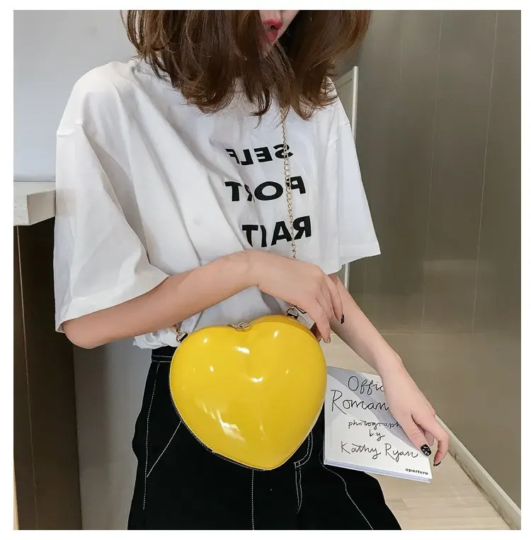 

2019 New Style Heart Bag Korean-style Peach Heart Cute Evening Bag Chain Shoulder GIRL'S Fashion Bag