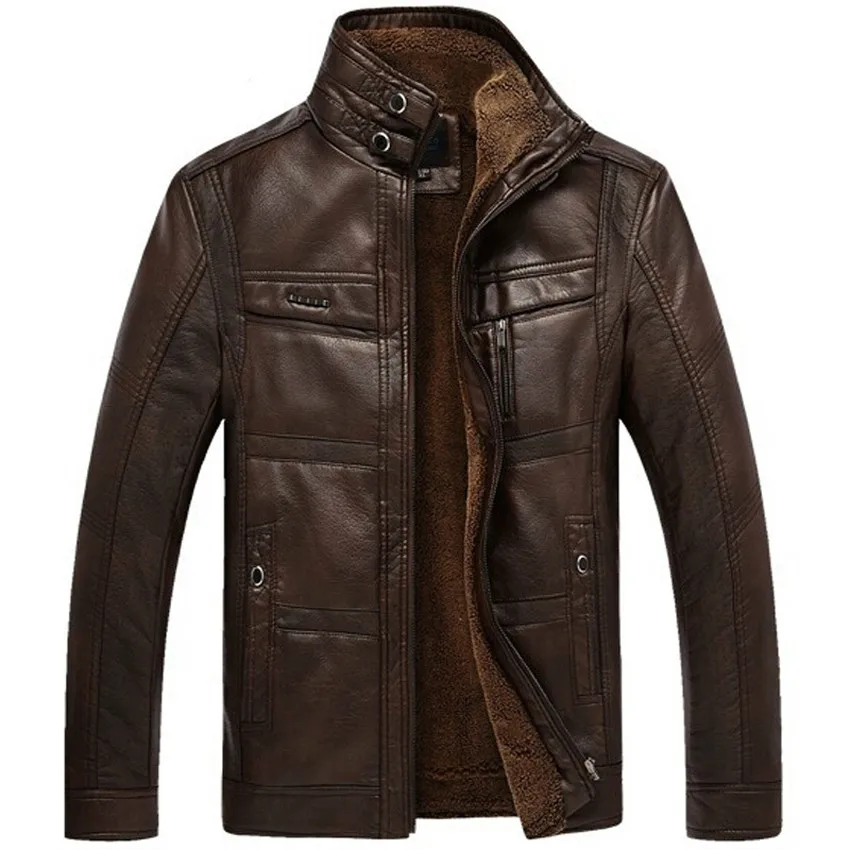 

Brand High Quality PU Outerwear Men Business Winter Faux Fur Male Jacket Fleece Mountainskin Leather Jacket Men Coats 4XL