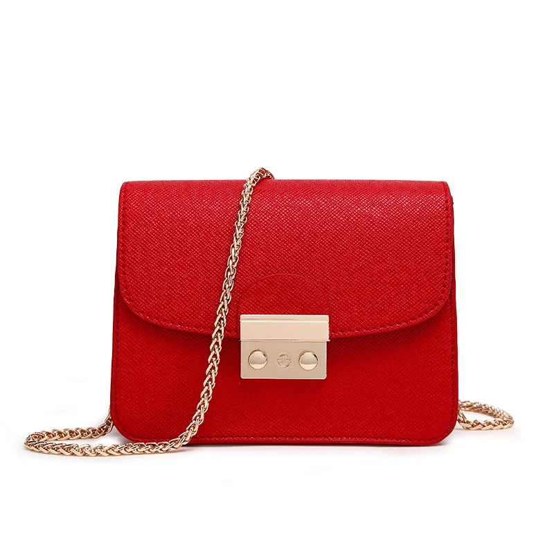 

2019 new women's bag one shoulder slant bag ladies pure color lock chain small bag European fashion small party bag