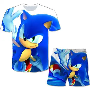 

Sonic the Hedgehog Boys Girls Summer Clothes 4-14 Years Short Sleeve T-Shirt+shorts Girls Outfits Clothes sonic Children Sets