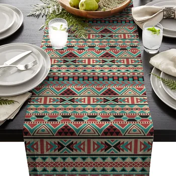 

Table Runners Modern Brown Traditional Aztec Pattern Table Runner Cloth Dining Table Decoration for Wedding Party Home Office