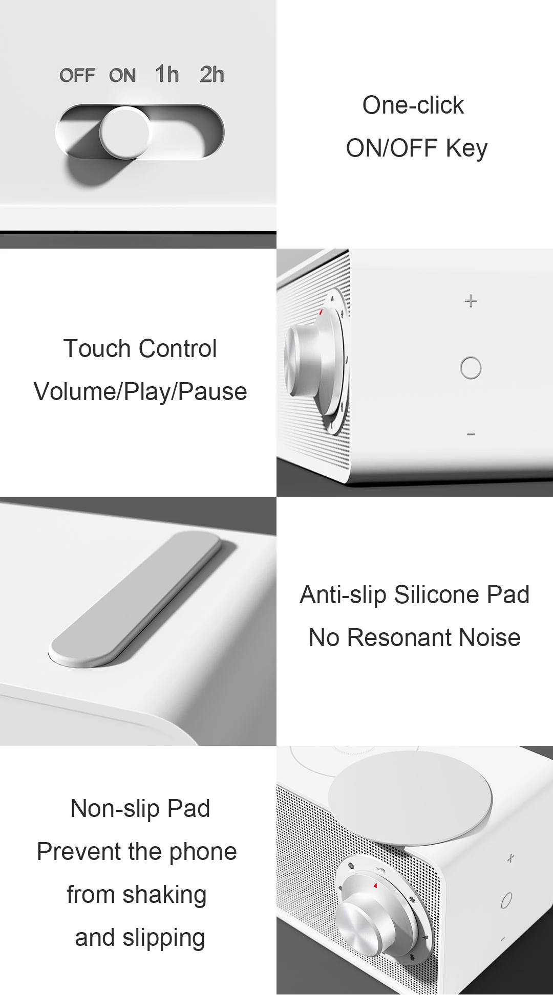 Новое беспроводное зарядное устройство Xiaomi Mijia Qualitell с белым шумом, динамик с длительным временем ожидания, беспроводная быстрая зарядка, одна кнопка запуска для дома