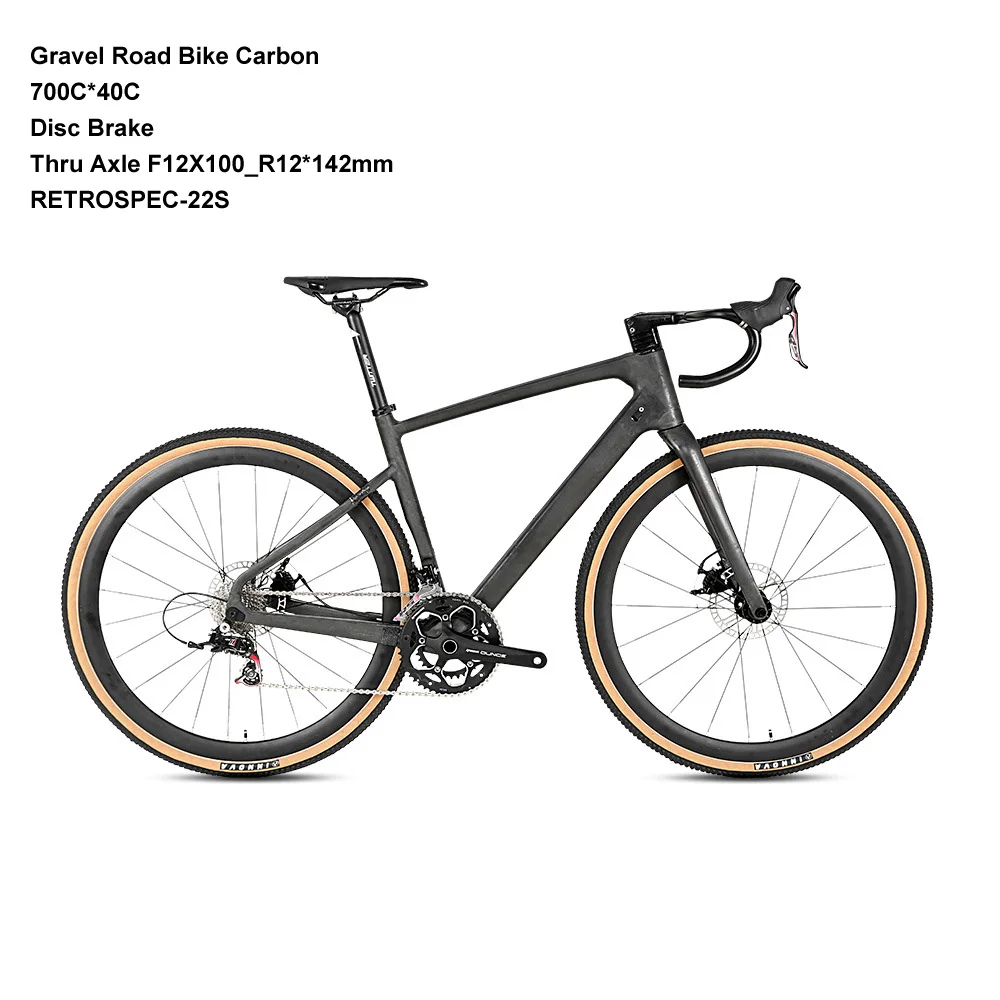 

700C Carbon Gravel Road Bike Bicycle 22s Disc Brake Thru Axle 12x142mm 40c Tire AM Cross Country Cycling Off-Road