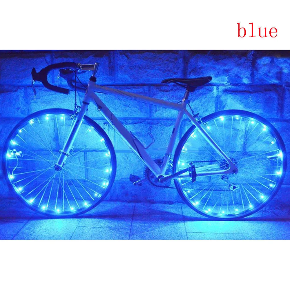 Sale 20Led Steel Light Mountain Bike Night Riding String Lights Wheel Lights Lamp Bike Accessories Blue Green Pink Red White  9.4 2