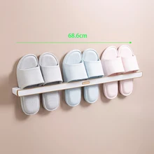  Modern Free Punch Wall Mounted Shoes Slippers Storage Rack Plastic Decoration Bathroom Door Wall Hanging Storage Shelf Ornaments 